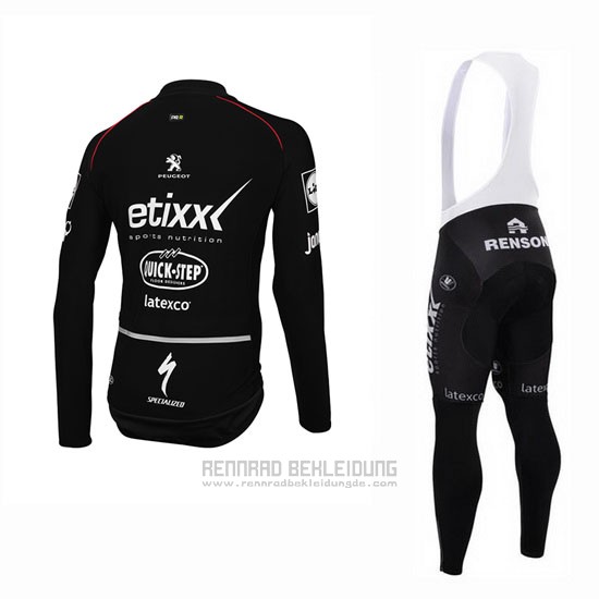 2015 Fahrradbekleidung Ettix Quick Step Shwarz und Wei Trikot Langarm und Tragerhose